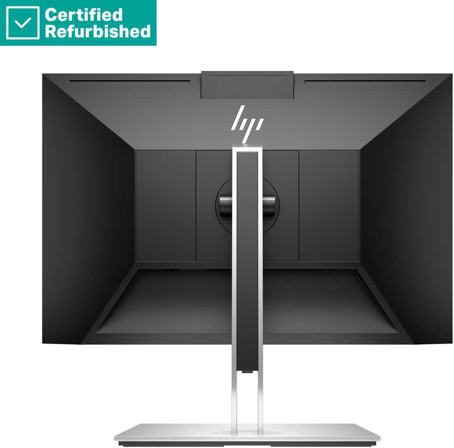 Hewlett Packard (HP) RENEW Sidabrinis HP E24m G4 FHD Conferencing Monitorius - 23.8" 1920x1080 FHD 300-nit 75Hz AG, IPS, USB-C(65W)/HDMI/DisplayPort Daisy-Chain, 4x USB-A, speakers, 5MP webcam, RJ-45 LAN, height adjustable/tilt/swivel/pivot, 1 metai (Atnaujinta)