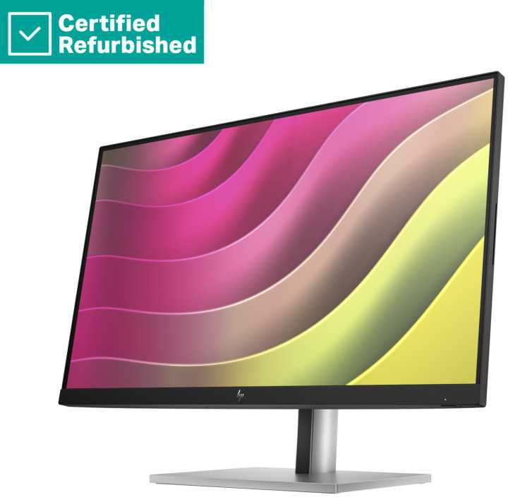 Hewlett Packard (HP) RENEW Sidabrinis HP E24t G5 FHD Touch Monitorius - 23.8" 1920x1080 FHD 300-nit Touch 75Hz AG, IPS, HDMI/DisplayPort, 4x USB-A, height adjustable/tilt/swivel/pivot, 1 metai (Atnaujinta)
