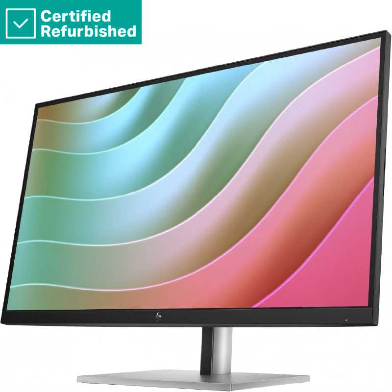 Hewlett Packard (HP) RENEW Sidabrinis HP E27k G5 4K Charging Monitorius - 27" 3840x2160 UHD 350-nit 60Hz AG, IPS, USB-C(65W)/USB-C(15W)/HDMI/DisplayPort, 3x USB-A, speakers, RJ-45 LAN, height adjustable/tilt/swivel/pivot, 1 metai (Atnaujinta)