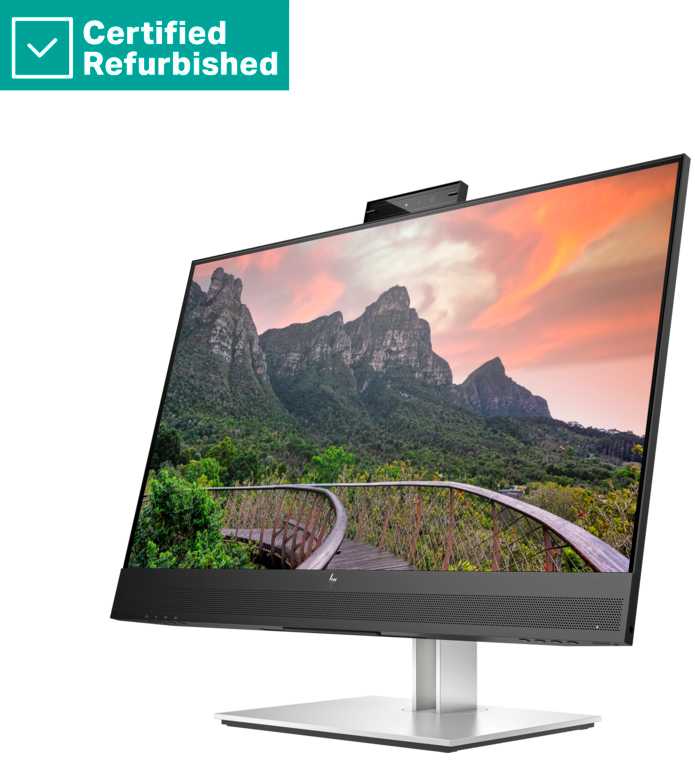 Hewlett Packard (HP) RENEW GOLD HP E27m G4 QHD Conferencing Monitorius - 27" 2560x1440 QHD 300-nit 75Hz AG, IPS, USB-C(65W)/HDMI/DP Daisy-Chain, 4x USB-A, speakers, 5MP IR cam, RJ-45 LAN, height adjustable/tilt/swivel/pivot, 1 metai (Atnaujinta)