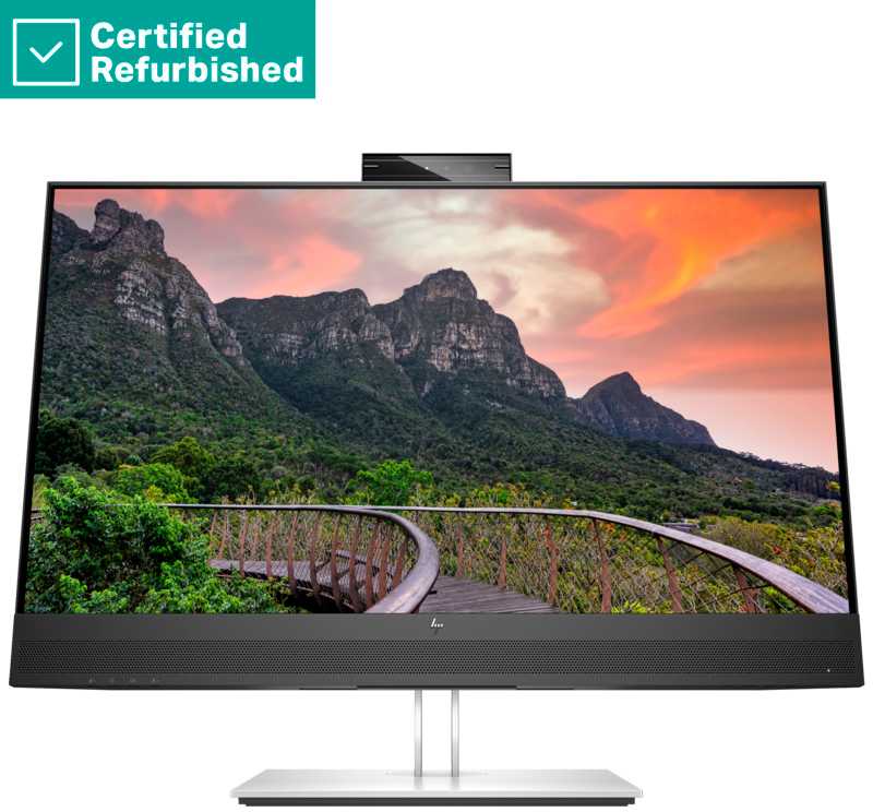 Hewlett Packard (HP) RENEW GOLD HP E27m G4 QHD Conferencing Monitorius - 27" 2560x1440 QHD 300-nit 75Hz AG, IPS, USB-C(65W)/HDMI/DP Daisy-Chain, 4x USB-A, speakers, 5MP IR cam, RJ-45 LAN, height adjustable/tilt/swivel/pivot, 1 metai (Atnaujinta)