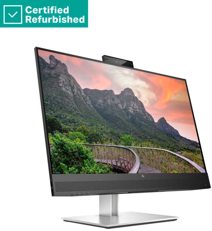 Hewlett Packard (HP) RENEW GOLD HP E27m G4 QHD Conferencing Monitorius - 27" 2560x1440 QHD 300-nit 75Hz AG, IPS, USB-C(65W)/HDMI/DP Daisy-Chain, 4x USB-A, speakers, 5MP IR cam, RJ-45 LAN, height adjustable/tilt/swivel/pivot, 1 metai (Atnaujinta)