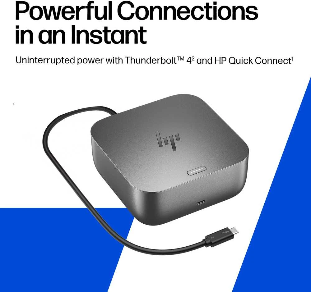 HP Thunderbolt 4 Ultra Dock G6 180W - 5x USB-A, 2x USB-C, 1x USB-C Thunderbolt 4, 2x DisplayPort, 1x HDMI, 1x RJ-45, Meteor Sidabrinis, 3 metai