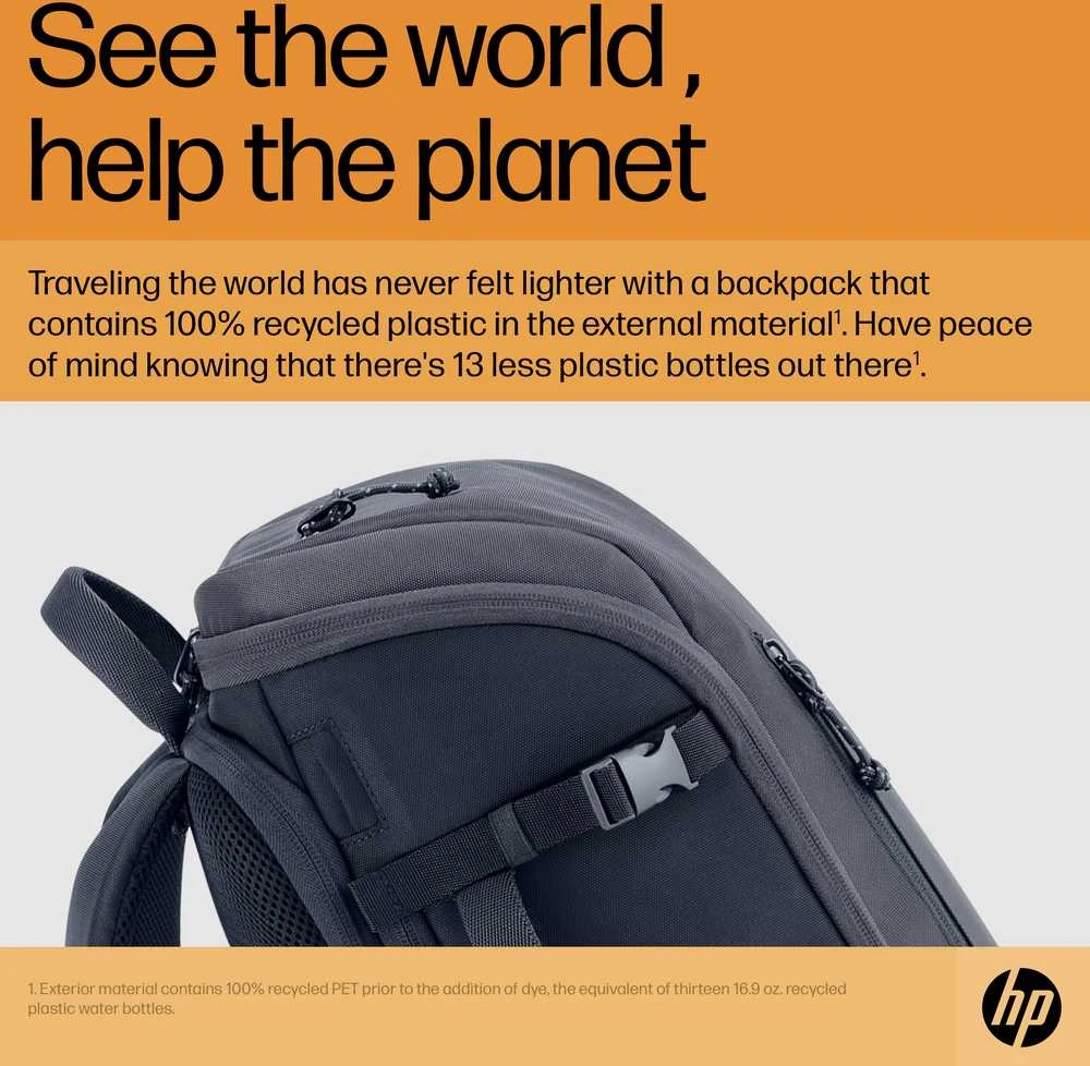 Hewlett Packard (HP) HP Travel 15.6 kuprinė, 25 litrų talpa, RFID ir Bluetooth sekimo kišenė - Pilkas