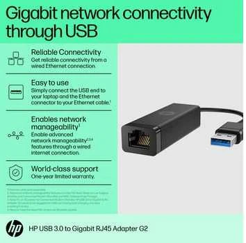Hewlett Packard (HP) HP USB 3.0 į RJ-45 10/100/1000 Gigabit LAN Ethernet RJ45 Adapteris G2