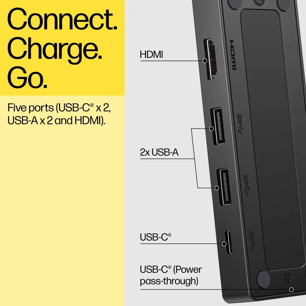 HP USB-C Travel Hub G3 90W – 2 x USB-C, 2 x USB 3.0, 1 x HDMI (iki 4K/60Hz), 1 metai