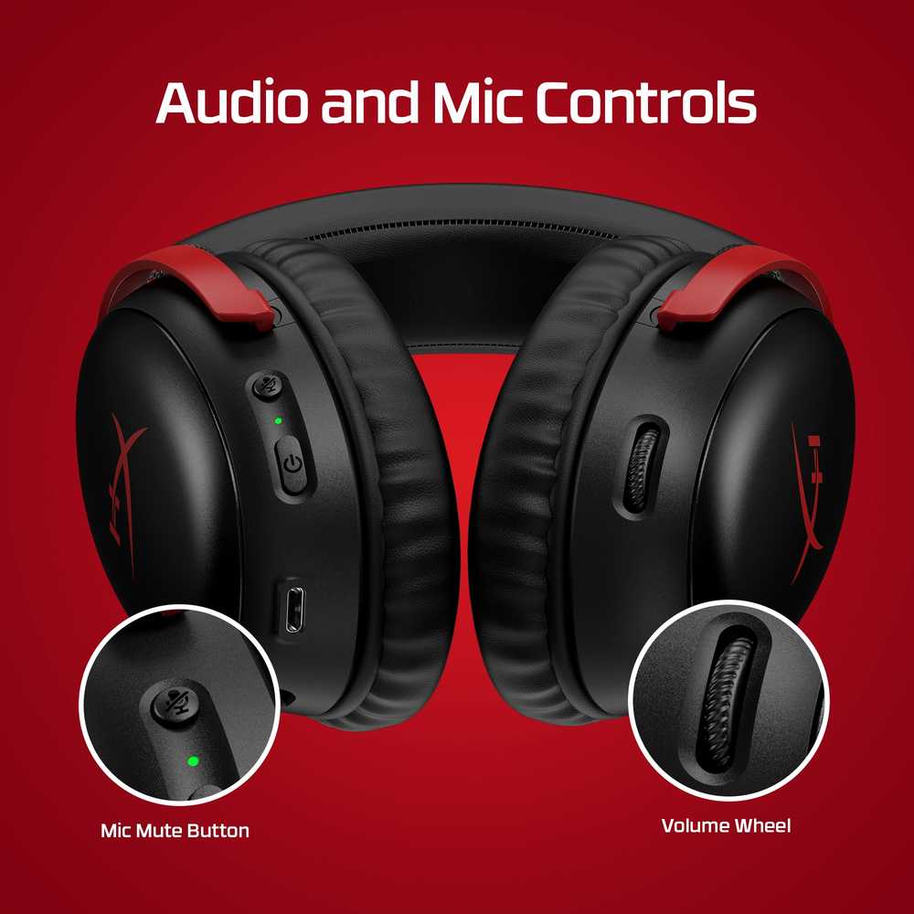 HyperX Cloud III belaidės žaidimų ausinės su mikrofonu, Juodos