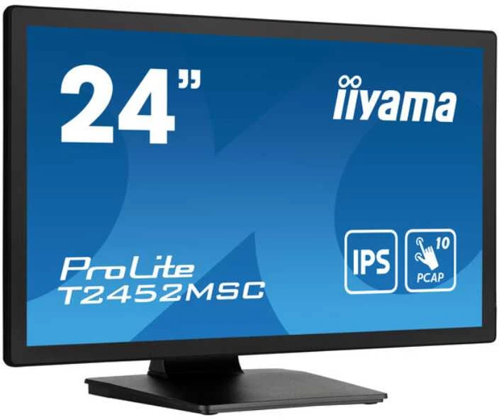 Monitorius „Iiyama“ 24 colių prijungtas PCAP 10P Touch, 1920 x 1080, IPS skydelis, plokščias rėmelis be stiklo, HDMI, ekrano prievadas, 360 cd/m² (su lietimu), USB šakotuvas 2x 3.0, garsiakalbiai, įmontuota interneto kamera ir mikrofonas