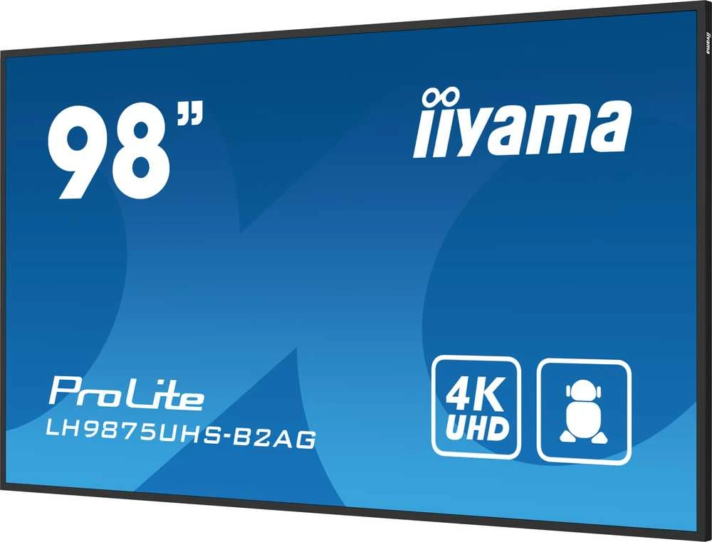 Monitorius Iiyama iyama ProLite LH9875UHS-B2AG – 98 colių įstrižainės klasės (97,5 colio matomas) LED ekranas su foniniu apšvietimu – skaitmeniniai ženklai – su įmontuotu medijos grotuvu / pasirenkama kompiuterio lizdo galimybė – 4K UHD (2160p) 3840 x 2160