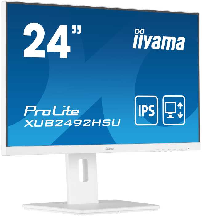 Monitorius Iiyama ProLite PROLITE XUB2492HSU-W5 - 1920 x 1080 FHD - 16:9 - 1000:1 - 250 cd/m² - 4 ms - 1 x DisplayPort (digital), 1 x HDMI (digital), 1 x VGA (analogue) - Baltas