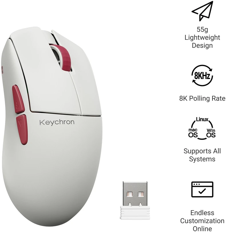 Keychron G4 Wireless Belaidė Žaidimų Pelė | Baltas