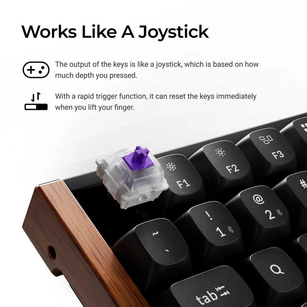 Keychron K2 HE Wireless (K2H-F1) - US išdėstymas - Hot-Swappable Gateron Magnetic Nebula - Carbon Juodas (Juoda) Magnetinė Belaidė Žaidimų Klaviatūra