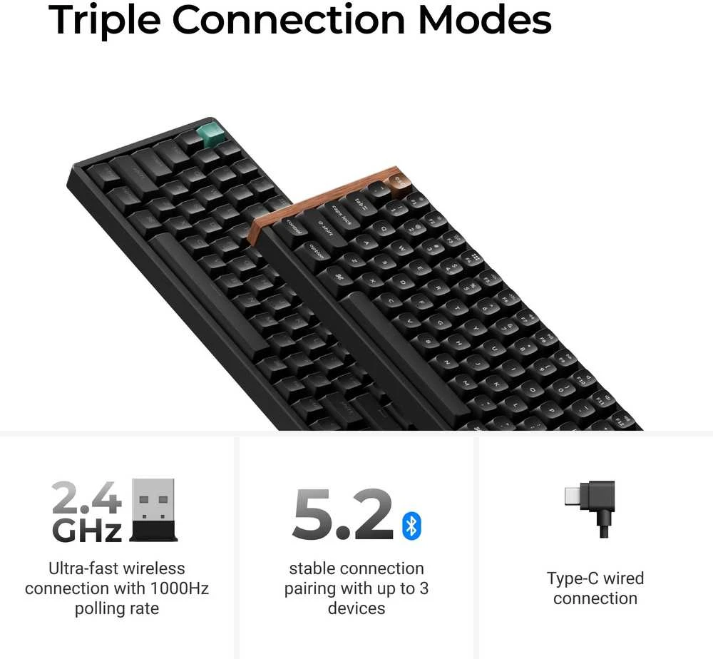 Keychron K2 HE Wireless (K2H-F1) - US išdėstymas - Hot-Swappable Gateron Magnetic Nebula - Carbon Juodas (Juoda) Magnetinė Belaidė Žaidimų Klaviatūra