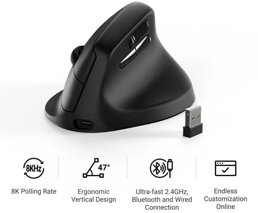 KEYCHRON M5 (8000Hz) Juodas Belaidė pelė