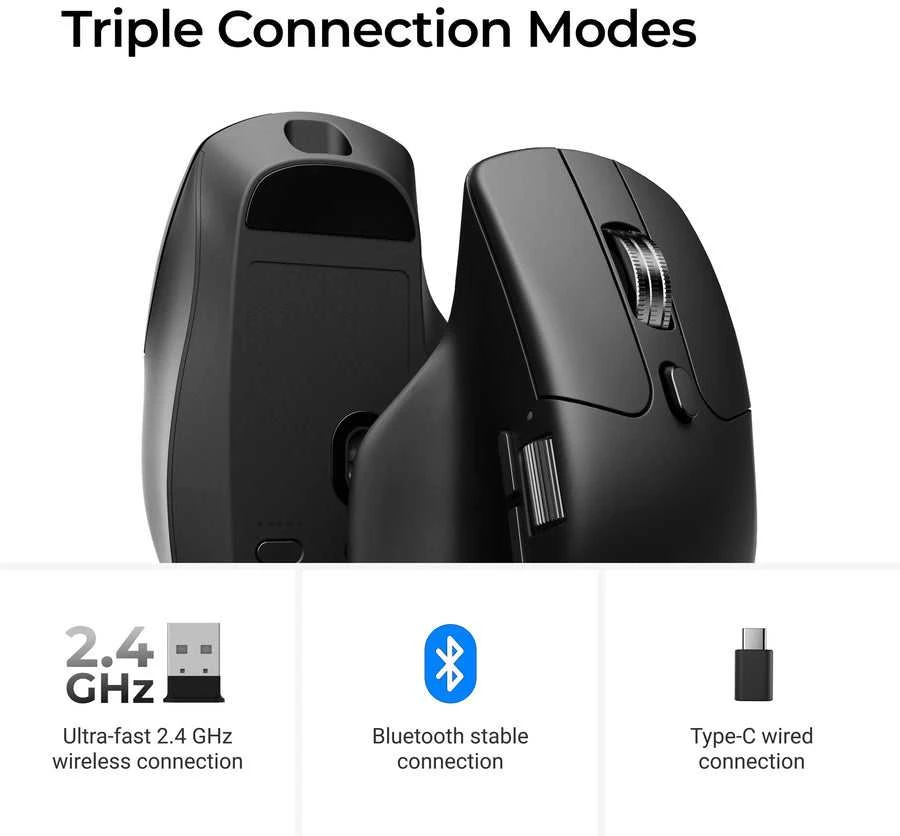 Belaidė kompiuterio pelė Keychron M6 8K (M6S-A23 All Silent Micro Switch) | 8000Hz | Juoda