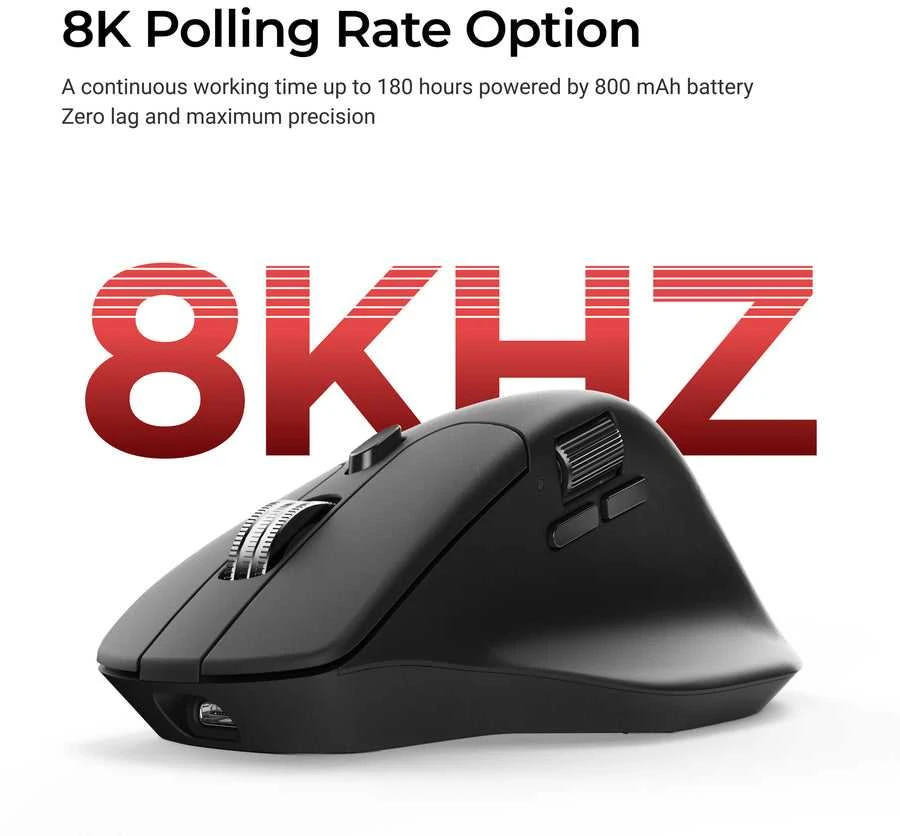 Belaidė kompiuterio pelė Keychron M6 8K (M6S-A23 All Silent Micro Switch) | 8000Hz | Juoda