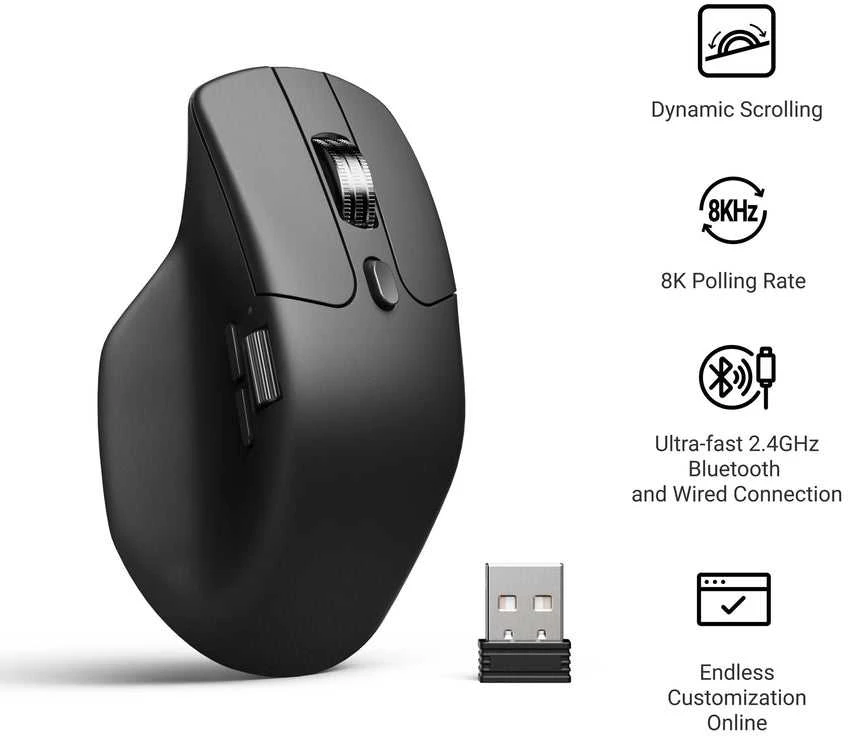 Belaidė kompiuterio pelė Keychron M6 8K (M6S-A23 All Silent Micro Switch) | 8000Hz | Juoda
