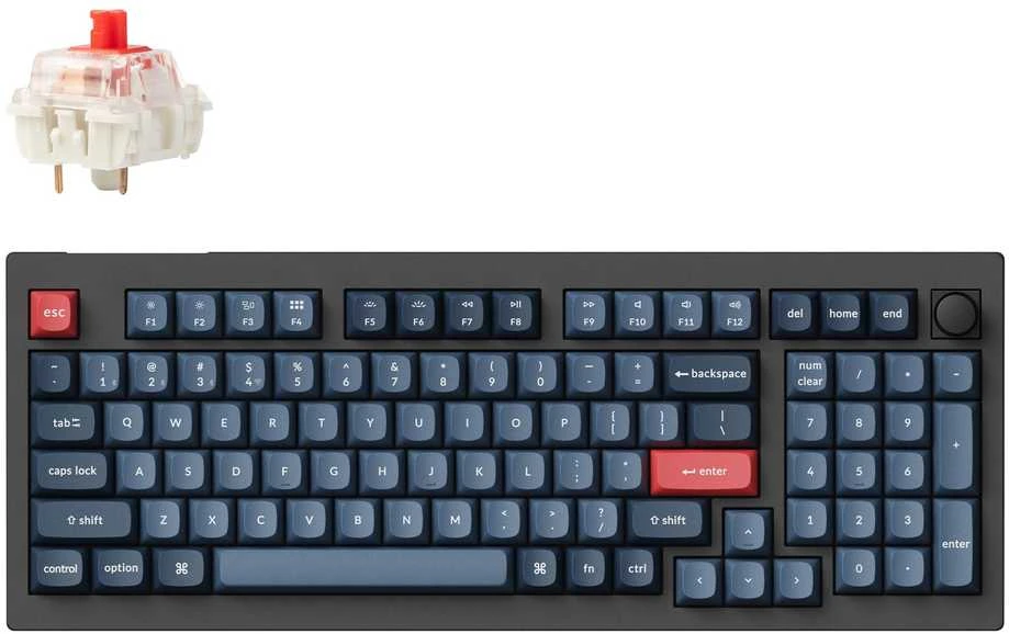 Keychron V5 Max QMK/VIA RGB Knob Raudona Switch Belaidė mechaninė klaviatūra (juodas)