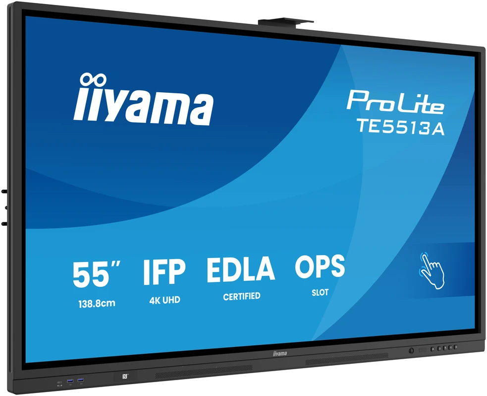 Monitorius iiyama ProLite TE5513A-B3AG 16:9 4K IPS 8ms HDMI DisplayPort USB-C USB LAN RS232 VESA Speaker Touch WiFi Juodas
