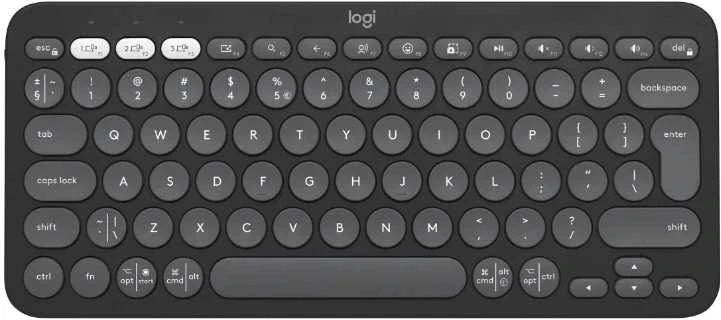 Belaidė klaviatūra Logitech PEBBLE KEYS 2 K380S, Grafito spalvos, Išdėstymas: US tarptautinis (Qwerty)