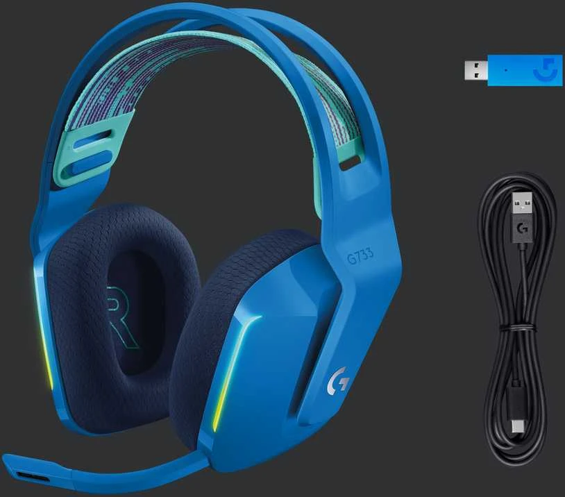 Belaidės ausinės Logitech G733, LIGHTSPEED, RGB, Mėlynos spalvos