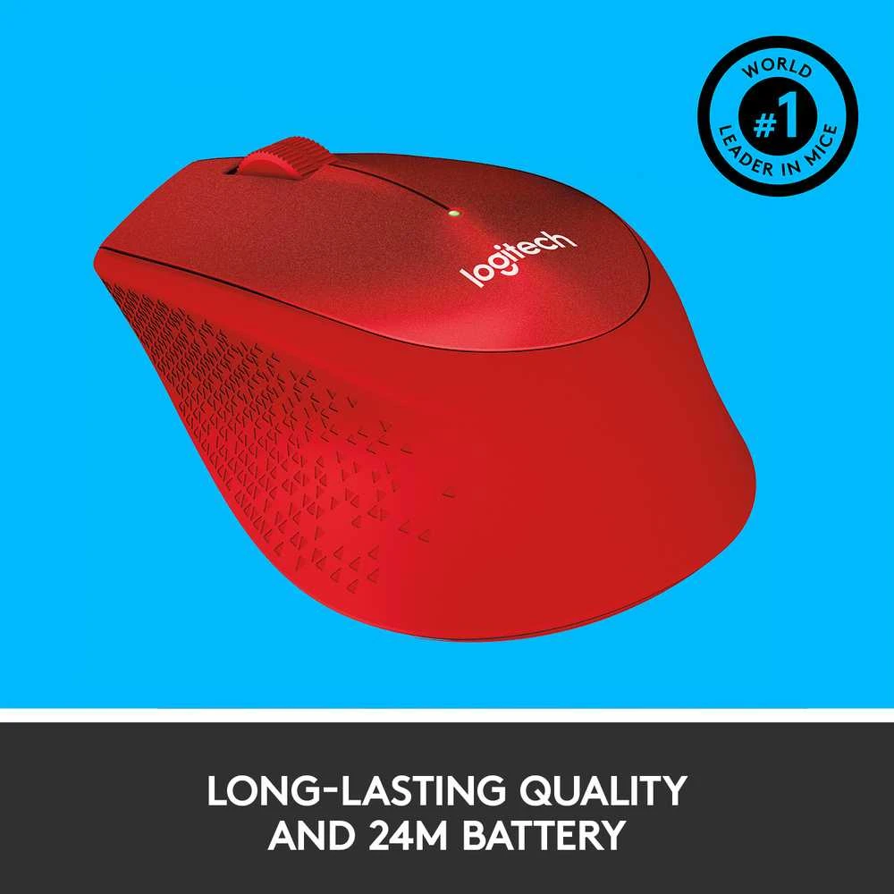 Belaidė pelė Logitech M330 Silent Plus, raudona