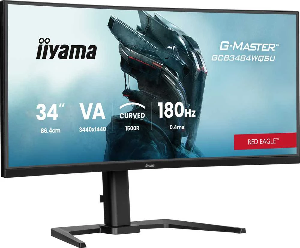Monitorius „iiyama G-Master GCB3484WQSU-B1 Raudona Eagle“ – 180 Hz | UWQHD | 34 colių | VA | 0,4 ms