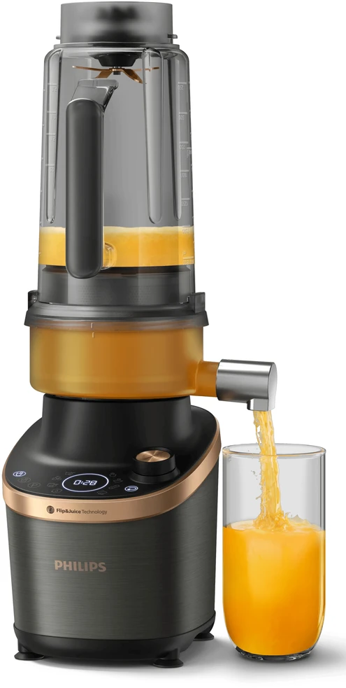 Philips Flip&Juice™ Didelio greičio maišytuvas su sulčiaspaudės moduliu HR3770/10, Juodas
