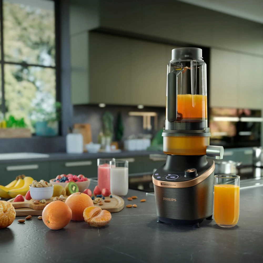 Philips Flip&Juice™ Didelio greičio maišytuvas su sulčiaspaudės moduliu HR3770/10, Juodas