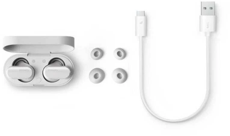 Philips True Belaidės Ausinės TAT3508WT/00, IPX4 atsparumas vandeniui, triukšmo slopinimas, iki 21 valandų grojimo laikas, Baltos spalvos