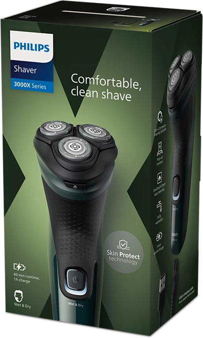 Drėgnojo ir sausojo skutimo elektrinė barzdaskutė Shaver 3000X Series (Pažeista pakuotė)