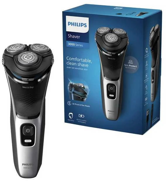 Drėgnojo ir sausojo skutimo elektrinė barzdaskutė Philips Shaver 3000 Series S3143/00