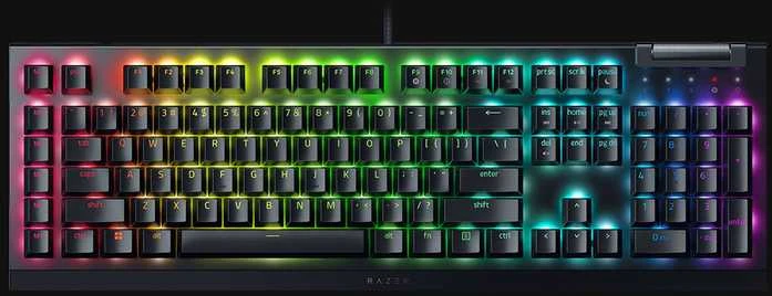 Mechaninė žaidimų klaviatūra Razer BlackWidow V4 X, US išdėstymas, geltonas jungiklis, su laidu, Juodos spalvos