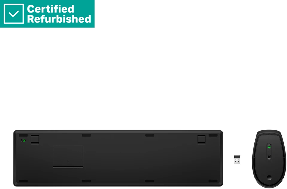 Hewlett Packard (HP) RENEW GOLD HP 655 Wireless Pelė Klaviatūra Combo, spill resistant - Juodas - US ENG (Atnaujinta)