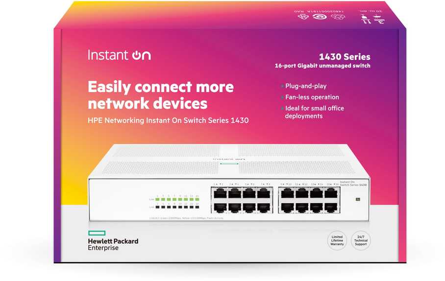 Šakotuvas Hewlett Packard (HP) HPE Networking Instant On Switch 16p Gigabit 1430