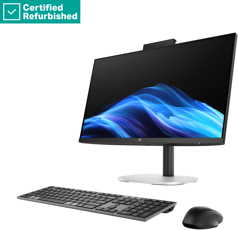 Stacionarus kompiuteris Hewlett Packard (HP) RENEW Sidabrinis HP ProStudio 4 AIO All-In-One 24 - Ultra 5-235, 32GB, 512GB SSD, 23.8 FHD Touch AG, Height Adjustable, USB Mouse, Win 11 Pro, 1 metai