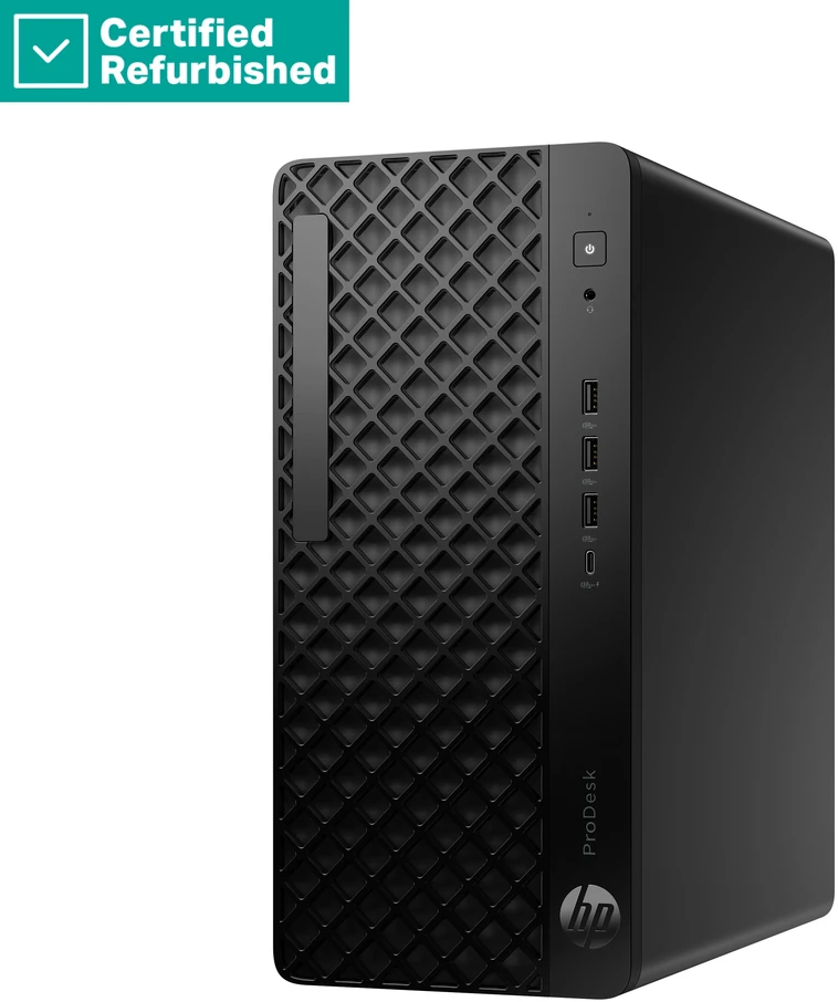 Hewlett Packard (HP) RENEW Sidabrinis HP ProDesk 4 G1i Tower - Ultra 5-235, 8GB, 512GB SSD, USB Mouse, Win 11 Pro, 1 metai (Atnaujinta)