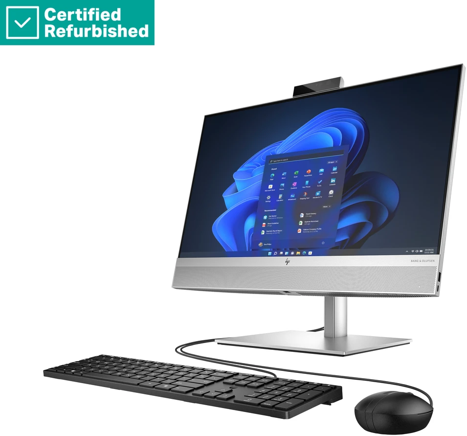 Stacionarus kompiuteris Hewlett Packard (HP) RENEW Sidabrinis HP Elite 840 G9 AIO All-In-One 24 - i5-14500, 16GB, 512GB SSD, 23.8 FHD Non-Touch AG, Height Adjustable, USB Mouse, Win 11 Pro, 1 metai