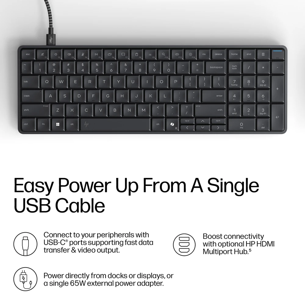 Stacionarus kompiuteris HP EliteBoard G1a AI - Ryzen 5 330, 16GB, 512GB SSD, WiFi & BT, FPR, US Backlit Spill Resistant keyboard, 675M pelė, 32Wh, Win 11 Pro, 3 Years