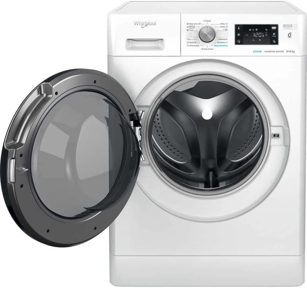 WHIRLPOOL Skalbimo mašina - Dryer FFWDB 864349 BV EE, 1400 rpm, Energy class D, 8kg - 6kg, Gylis 54 cm, Inverter motor, Steam Refresh