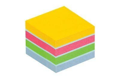3M Lipnių lapelių kubas Post-it Mini Lemon, 51 x 51 mm, 400 lapelių, įvairios spalvos