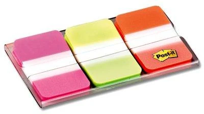 3M Lipnūs žymekliai Post-it, 25,4 x 38 mm, 3 spalvos