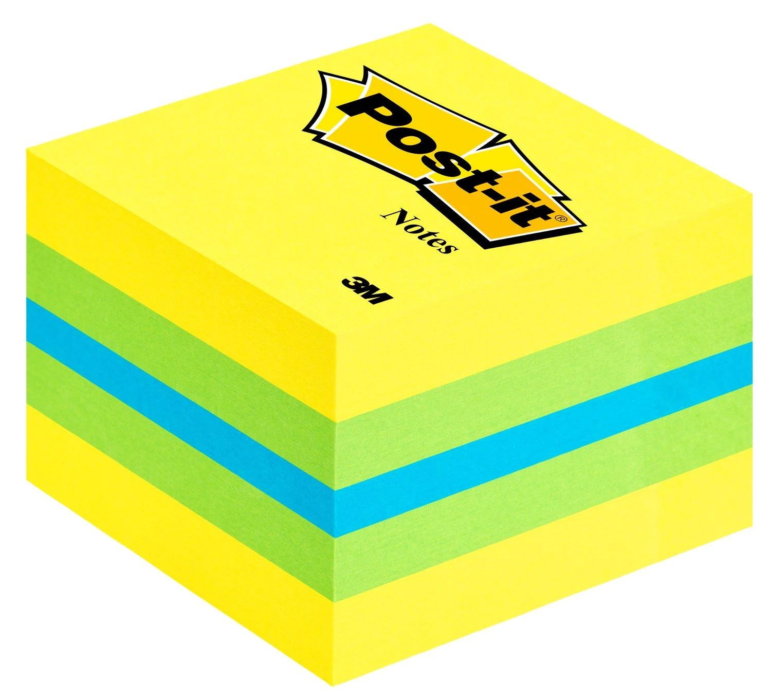 3M Lipnių lapelių kubas Post-it Mini Lemon, 51 x 51 mm, 400 lapelių, įvairios spalvos