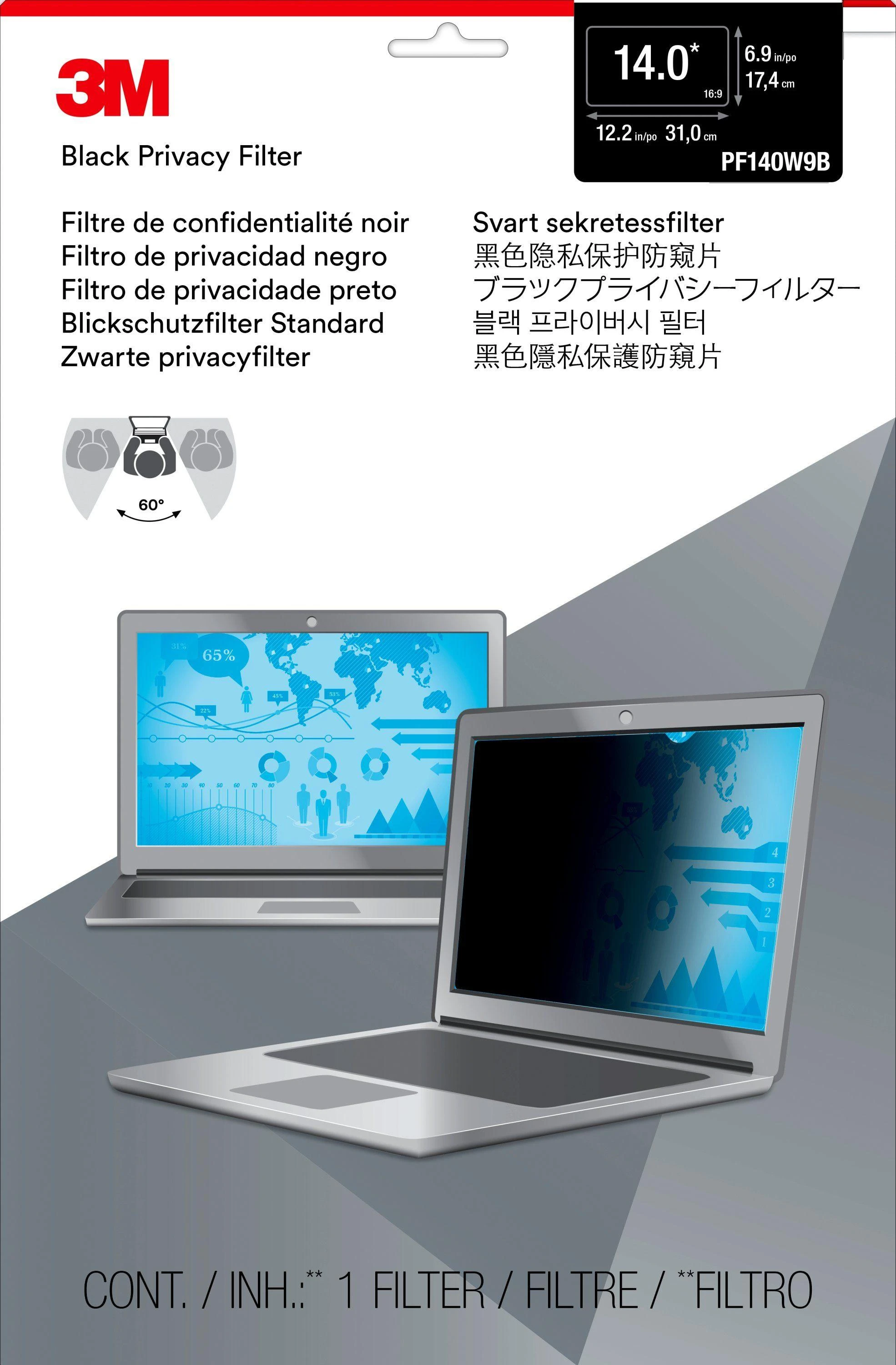 3M PF14.0W9 Privacy Filter for Widescreen Nešiojamas kompiuteris 14.0"