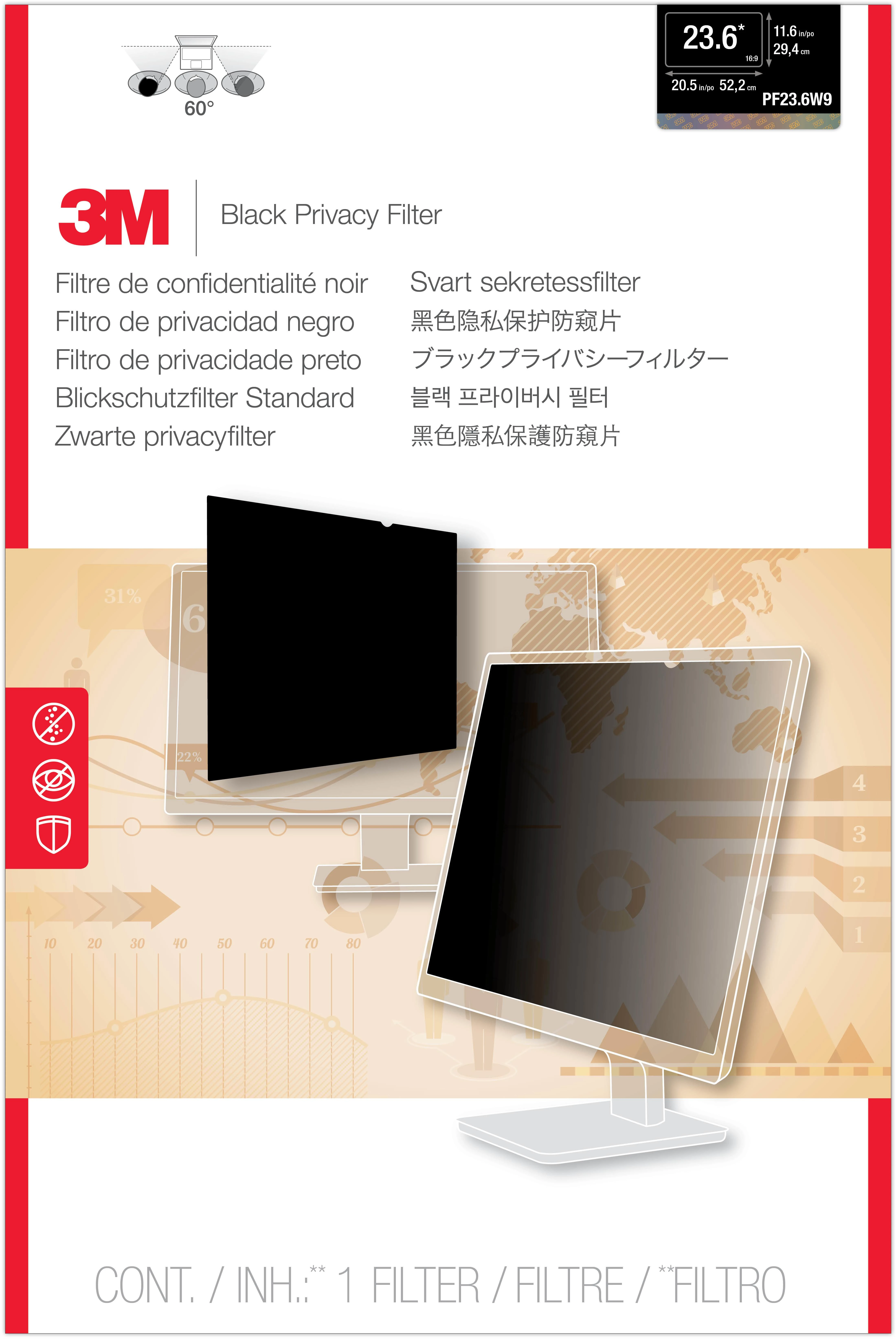 Privatumo filtras 3M 23,6" 16:9 / PF 23.6W9 |29.4cm x 52.2cm|