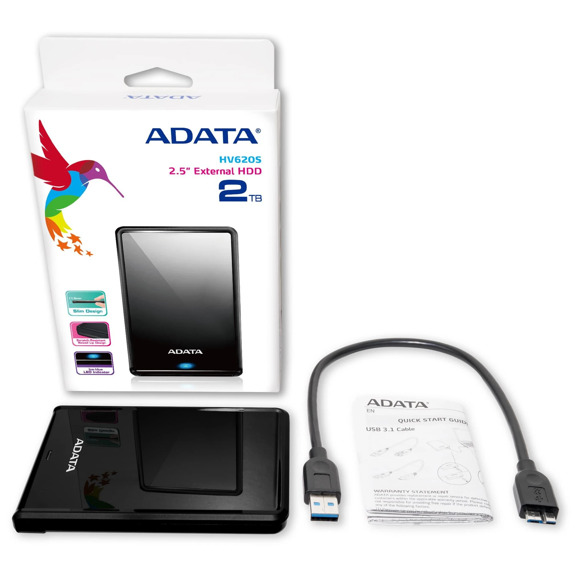 Išorinis kietasis diskas Adata HV620S 4TB, HDD 2.5i Juodas