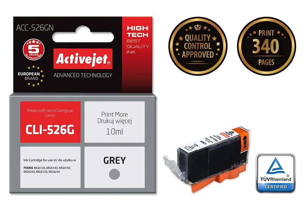 Rašalo Kasetė - Activejet ACC-526GN 10 ml Pilka