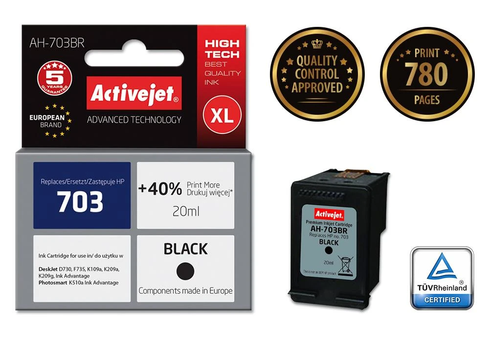 Rašalo Kasetė - Activejet Ah-703br 20ml Juoda