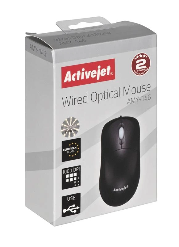 Kompiuterio Pelė - Activejet AMY-146 USB A Tipo Optinė 1000 DPI