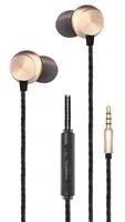 Auksinės Deluxe ausinės su laidu ir mikrofonu